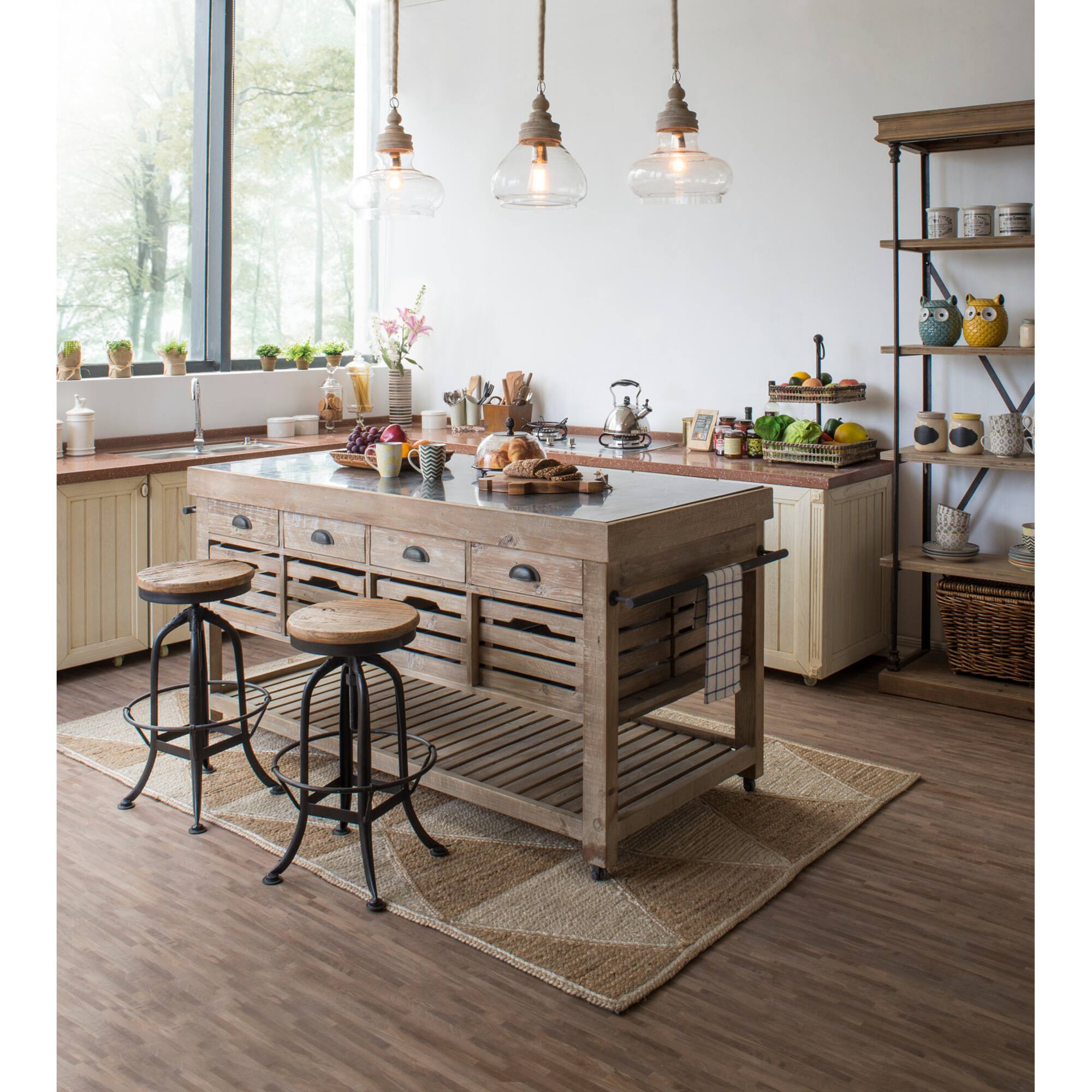 Hello Honey® 15" Glass & Mango Wood Pendant Light